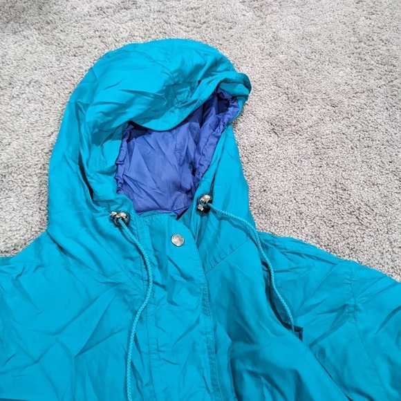 Woolrich Vintage Women's Zip Up Rain Coat Teal Blue Packable Waist Elastic M - Picture 5 of 11